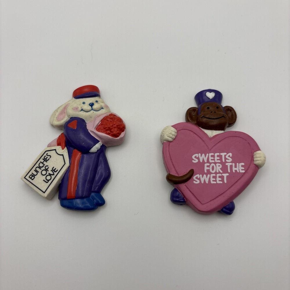 Vtg Avon Refrigerator Magnets Bunches Of Love Sweets For The Sweet Bunny Monkey